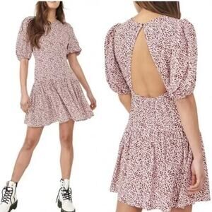 Free People Women's Dancing In The Dark Mini Dress Red Combo Open Back